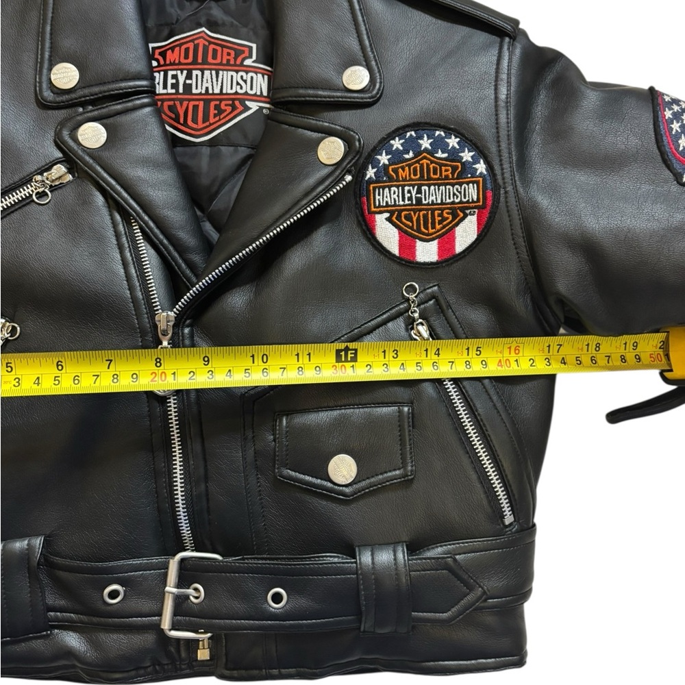 Harley-Davidson Kid’s Black Faux Leather Jacket Size 6 - Picture 4 of 8